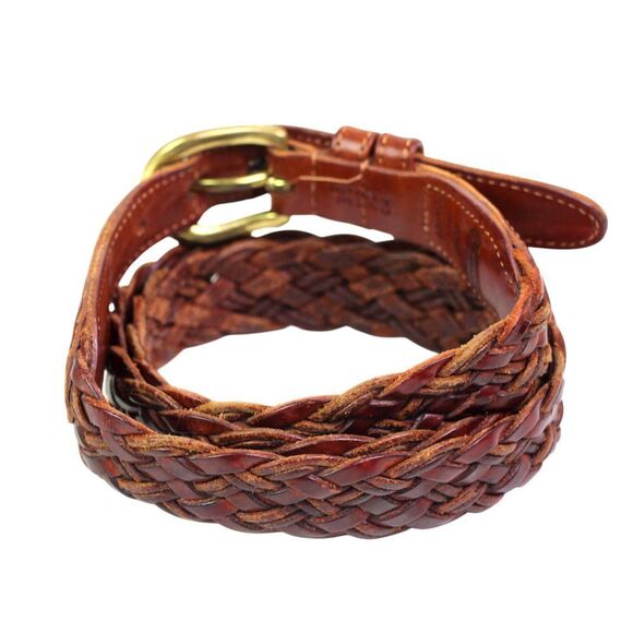 Coach 3850 WOVEN BROWN REAL LEATHER 1"Wd CASUAL DRESS MEN'S BELT Sz 36/90 (*17 - Picture 4 of 13